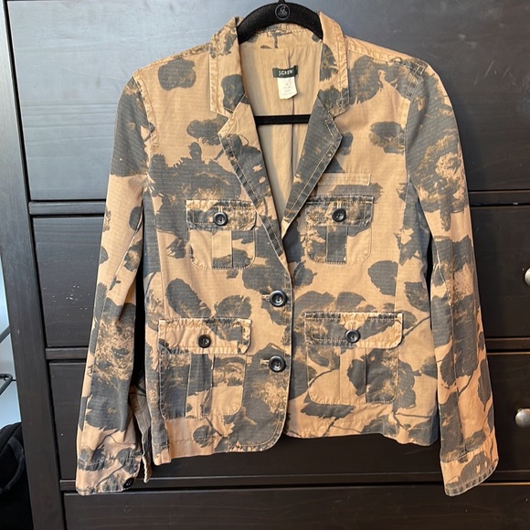 J.Crew Tan Black Blossom Camo Blazer - Picture 2 of 12